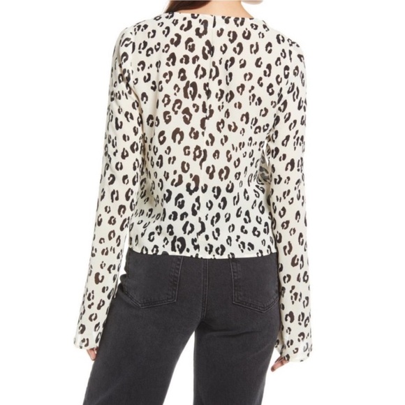 NWT Reformation Romance Leopard Print Tie Front Top Small - Picture 2 of 7